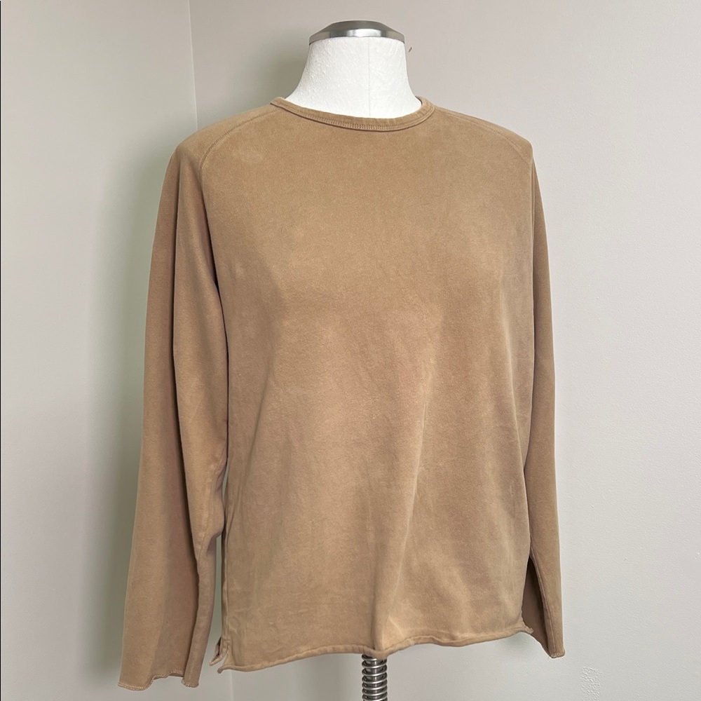 90s J. Crew tan crew neck long sleeves cotton minimalist pullover L